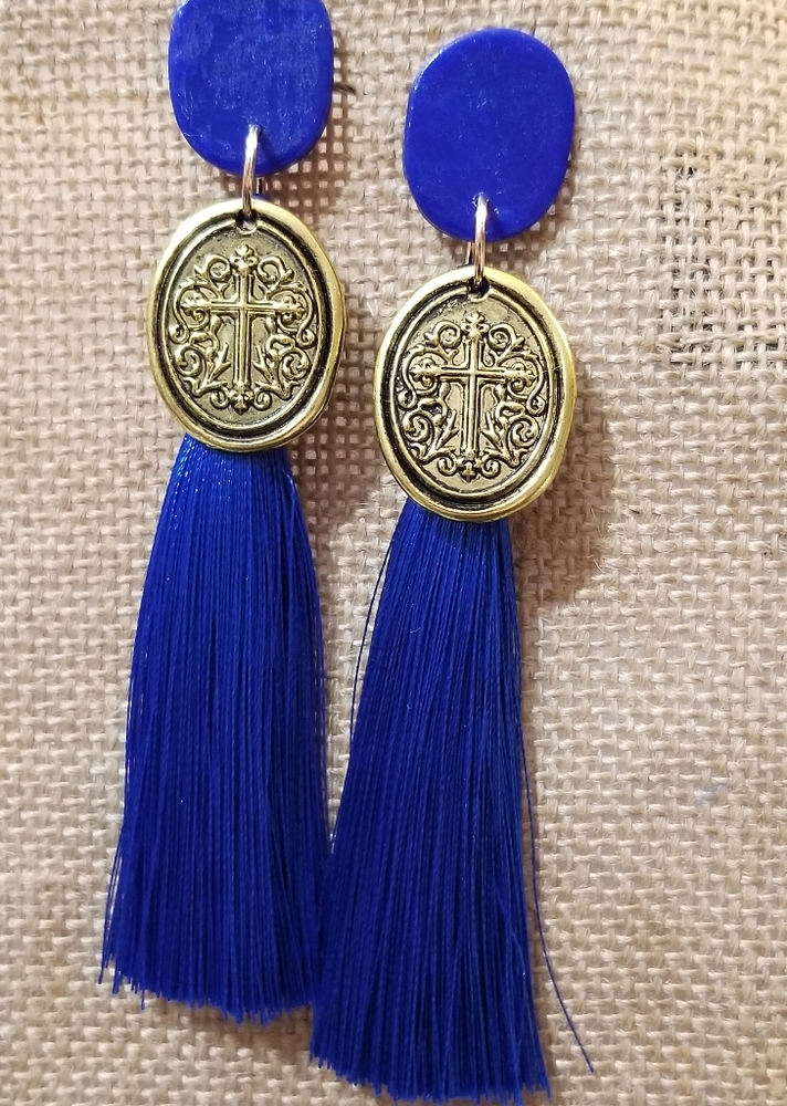Handcrafted clay tassel earrings